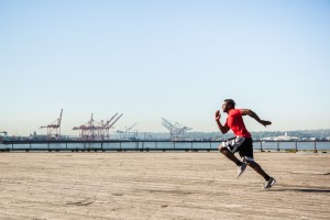 Male athlete running